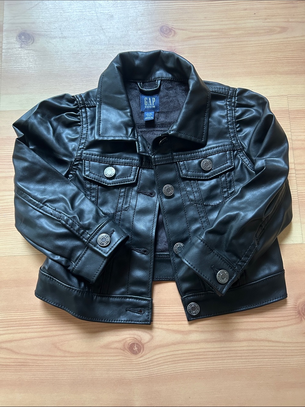 GAP Kids Black Faux Leather Jean Jacket